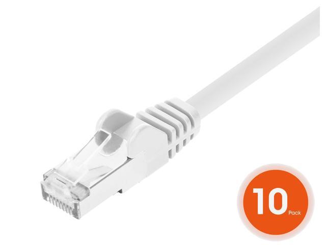 Intellinet Cat8.1 U/FTP Slim Network Patch Cable, 10 ft., White, 10-Pack, 40G, 2 GHz, 100% Copper, 30 AWG, RJ45, Stranded, Snag-free, Gold-plated...