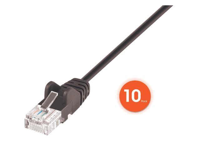 Intellinet Cat6 U/UTP Slim Network Patch Cable, 1 ft., Black, 10-Pack, 10G, 250 MHz, 100% Copper, 30 AWG, RJ45, Stranded, Snag-free, Gold-plated...