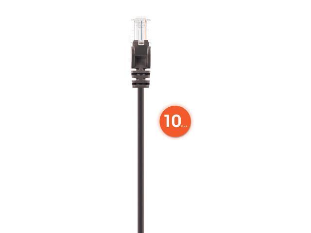 Intellinet Cat6 U/UTP Slim Network Patch Cable, 20 ft., Black, 10-Pack, 10G, 250 MHz, 100% Copper, 30 AWG, RJ45, Stranded, Snag-free, Gold-plated...