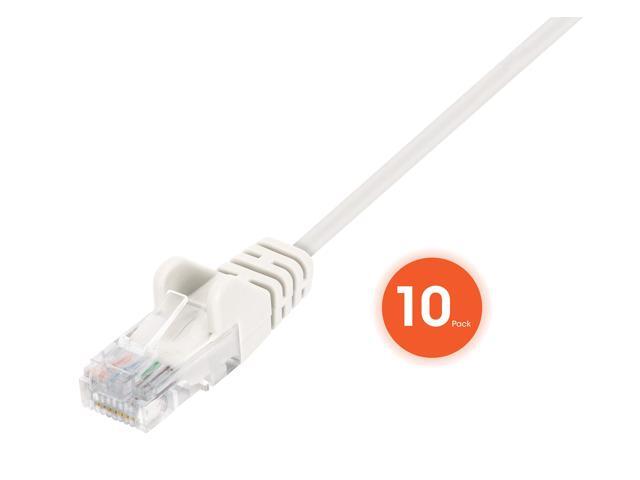 Intellinet Cat6 U/UTP Slim Network Patch Cable, 1 ft., White, 10-Pack, 10G, 250 MHz, 100% Copper, 30 AWG, RJ45, Stranded, Snag-free, Gold-plated...