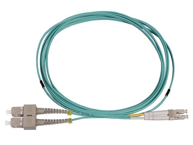 Intellinet 7 m LC to SC UPC Fiber Optic Patch Cable, 2.0 mm, Duplex, OFNR, OM3 Multimode, Aqua, 50/125 µm, Bend Insensitive Multimode Fiber...