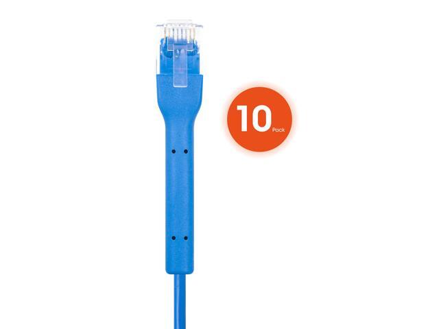 Intellinet Cat6 U/UTP FlexiBoot Slim Network Patch Cable, 1 ft., Blue, 10-Pack, 10G, 250 MHz, 100% Copper, 32 AWG, RJ45, Stranded, Highly Bendable,...