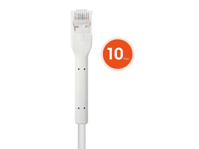 Intellinet Cat6 U/UTP FlexiBoot Slim Network Patch Cable, 2 ft., White, 10-Pack, 10G, 250 MHz, 100% Copper, 32 AWG, RJ45, Stranded, Highly...