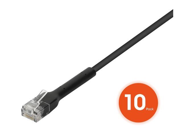 Intellinet Cat6 U/UTP FlexiBoot Slim Network Patch Cable, 3 ft., Black, 10-Pack, 10G, 250 MHz, 100% Copper, 32 AWG, RJ45, Stranded, Highly...