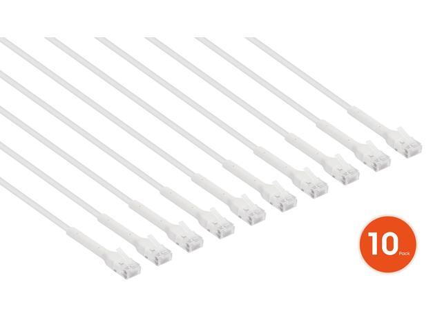 Intellinet Cat6 U/UTP FlexiBoot Slim Network Patch Cable, 3 ft., White, 10-Pack, 10G, 250 MHz, 100% Copper, 32 AWG, RJ45, Stranded, Highly...