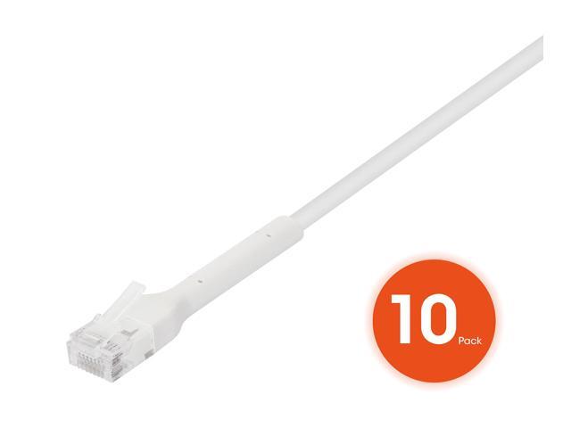 Intellinet Cat6 U/UTP FlexiBoot Slim Network Patch Cable, 3 ft., White, 10-Pack, 10G, 250 MHz, 100% Copper, 32 AWG, RJ45, Stranded, Highly...