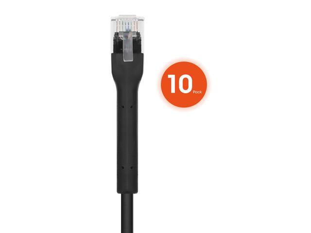 Intellinet Cat6 U/UTP FlexiBoot Slim Network Patch Cable, 7 ft., Black, 10-Pack, 10G, 250 MHz, 100% Copper, 32 AWG, RJ45, Stranded, Highly...