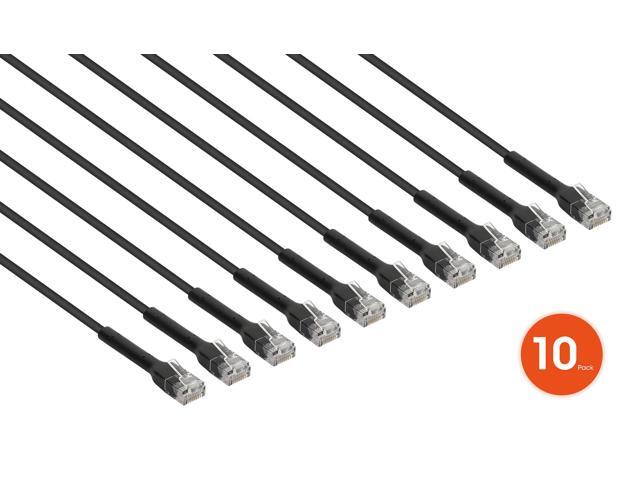 Intellinet Cat6 U/UTP FlexiBoot Slim Network Patch Cable, 7 ft., Black, 10-Pack, 10G, 250 MHz, 100% Copper, 32 AWG, RJ45, Stranded, Highly...