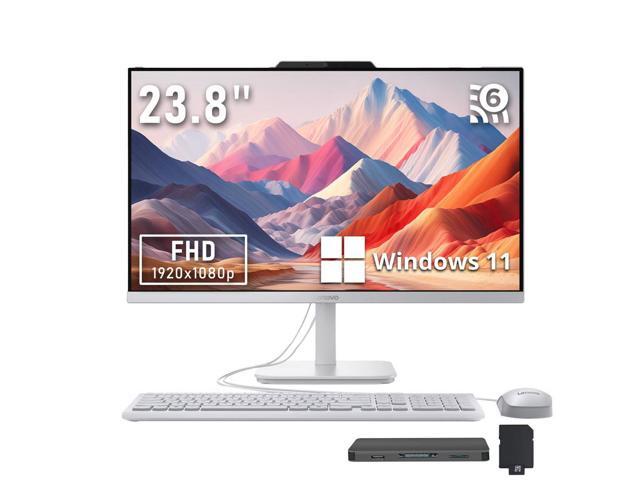 Lenovo A100 23.8' FHD All-in-One Desktop, Intel N100, 32GB DDR5 RAM, 3TB Storage (2TB SSD+1TB Docking Station Set), Keyboard & Mouse, 720p HD.