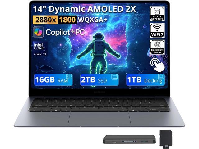 Samsung Galaxy Book6 Pro Copilot+ PC Laptop, 14' 3K AMOLED Touchscreen, Intel Core Ultra 7 356H, 16GB LPDDR5X, 3TB Storage (2TB SSD+1TB Docking...