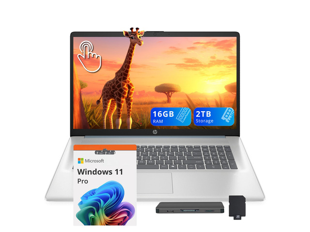 HP 17.3' HD+ Touchscreen Laptop, Intel Ultra 7 255U, 16GB RAM, 2TB Storage (1TB SSD+1TB Docking Station Set), Intel Graphics, Numeric Keypad,...
