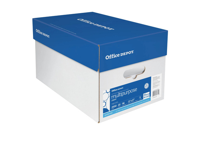 Office Depot Extra Bright Copy Paper, 11in. x 17in., 20 Lb., 90 Brightness, Case Of 5 Reams