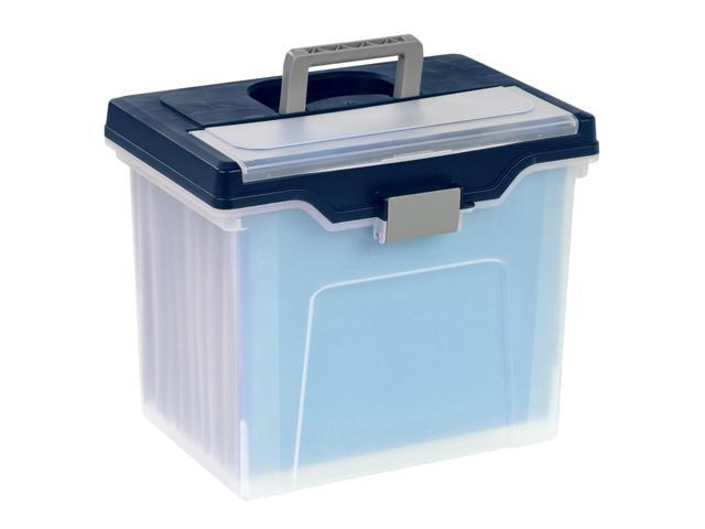 Office Depot Large Mobile File Box, Letter Size, 11 5/8in.H x 13 3/6in.W x 10in.D, Clear/Blue, 110988