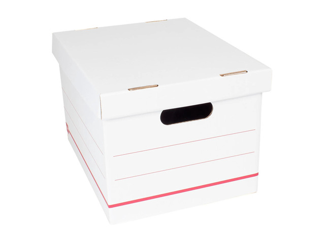 Office Depot Brand Standard-Duty Corrugated Storage Boxes, Letter/Legal Size, 15' x 12' x 10', 60% Recycled, White/Red, Pack Of 12