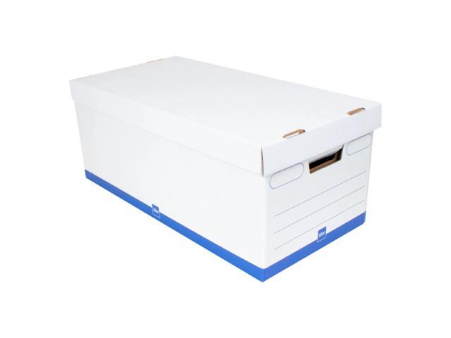 Office Depot® Brand Medium Quick Set Up Corrugated Storage Boxes, Letter Size, 24' x 12' x 10', 60% Recycled, White/Blue, Pack Of 12