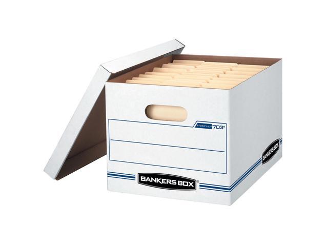 Bankers Box® Stor/File Standard-Duty Storage Boxes With Lift-Off Lids, Letter/Legal Size, 10' x 12' x 15', 60% Recycled, White/Blue, Case Of 20