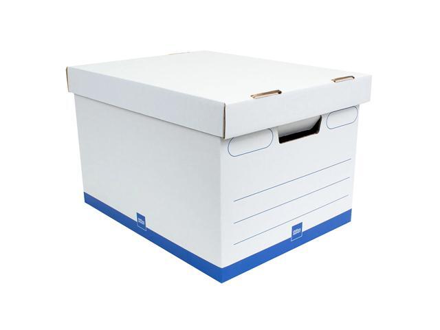 Office Depot 60% Recycled Quick Set-Up Storage Boxes With Lift-Off Lid, Letter/Legal, 10inH x 12inW x 15inD, White/Blue, pk Of 12, 0800303
