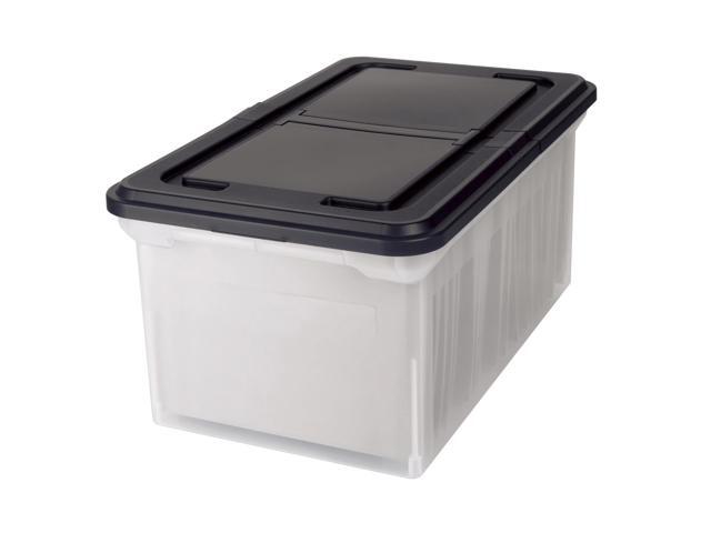 Office Depot Stackable File Tote Box, Letter Size, 14 1/4in. x 23 3/8in. x 10 7/8in., Black/Clear, 139732