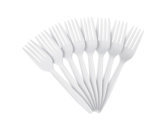 Highmark Full-Sized Plastic Forks, White, Box Of 1000, 3585490688