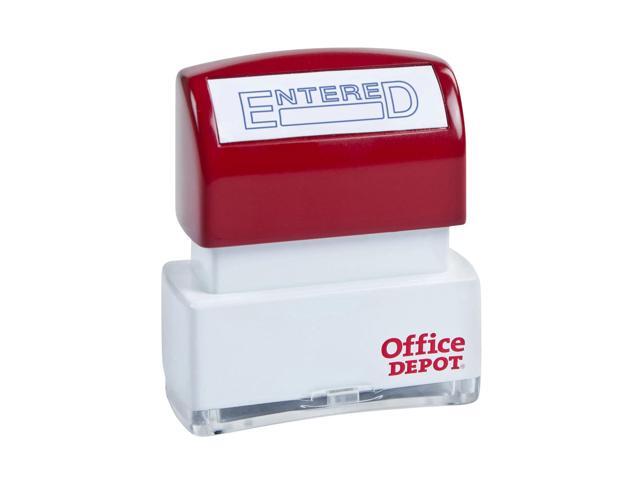 Office Depot Pre-Inked Message Stamp, ''Entered'', Blue, 035550