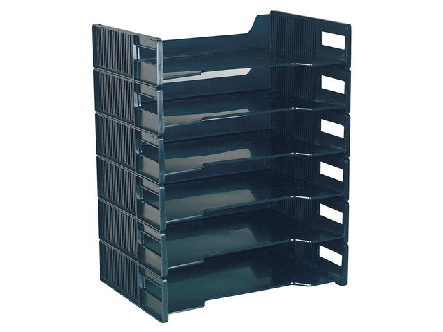 Innovative Storage Designs Stackable Letter Trays, Black, Pack Of 6
