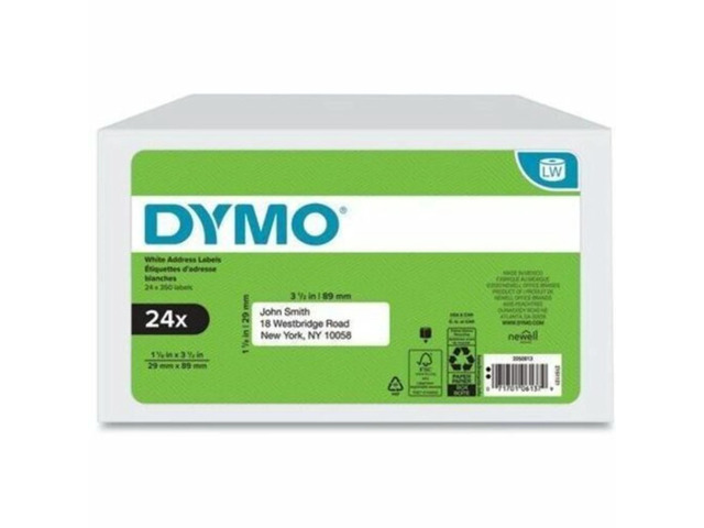 DYMO Authentic LabelWriter Mailing Address Labels for LabelWriter Label Printers (30252), White, 1 1/8' x 3 1/2', 24 rolls of 350