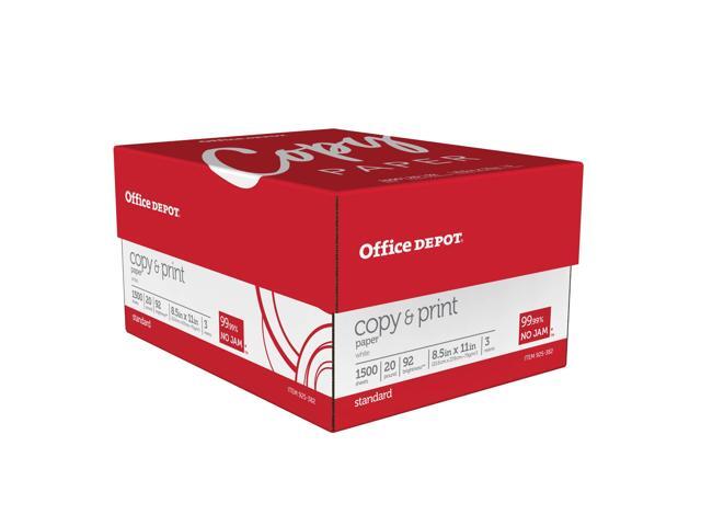 Office Depot Copy Print Paper, 8 1/2in. x 11in., 20 Lb, Bright White, 500 Sheets Per Ream, Case Of 3 Reams, 1008