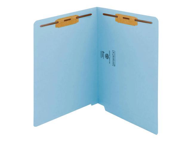 Smead Color End-Tab Folders With Fasteners, Straight Cut, Letter Size, Blue, Pack Of 50