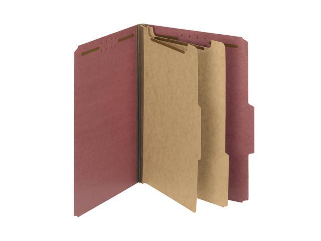 Smead Pressboard Classification Folders, 2 Dividers, Letter Size, 100% Recycled, Red, Box Of 10