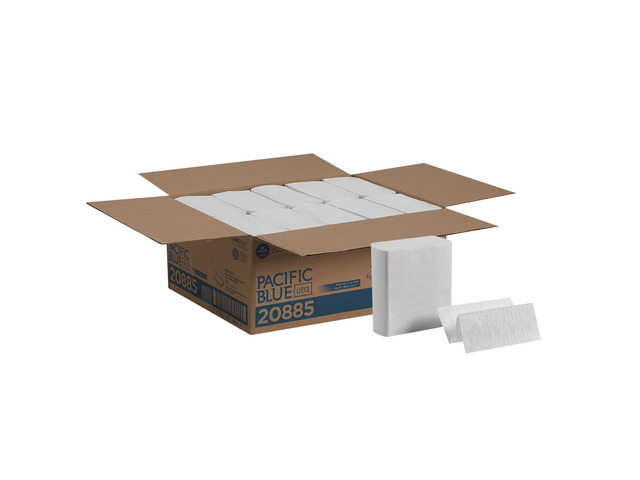 Pacific Blue Ultra by GP PRO, 1-Ply, Z-Fold Paper Towels, 8' X 10.8', 40% Recycled, White, 260 Sheets per Pack, 10 Packs Per Case