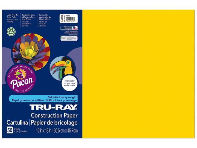 Tru-Ray® Construction Paper, 50% Recycled, 12' x 18', Yellow, Pack Of 50