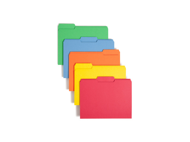 Smead(R) Color File Folders, Letter Size, 1/3 Cut, Brights, Box Of 100, 53LASMT