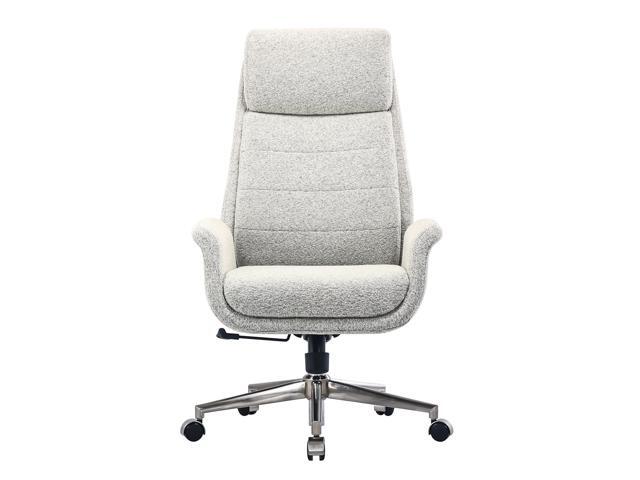 Realspace® Modern Comfort Pizana Bouclé Fabric High-Back Executive Office Chair, Light Sand/Brushed Nickel, BIFMA Compliant