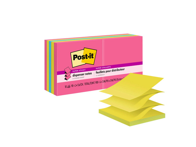 Post-it Super Sticky Pop Up Notes, 10 Pads, 3 in x 3 in, 2x the Sticking Power, School Supplies and Office Products, Sticky Notes - R33010SSPGO