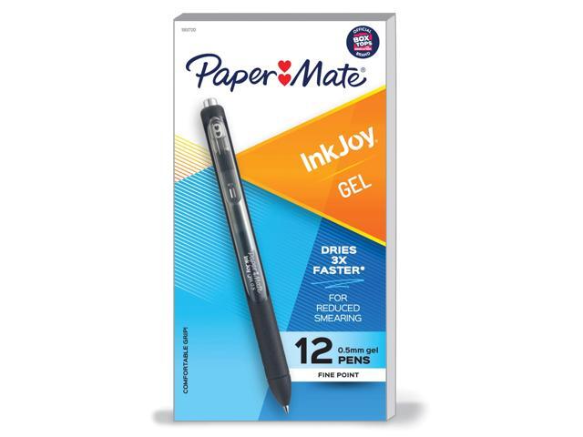 Paper Mate® InkJoy® Gel Pens, Fine Point, 0.5 mm, Black Barrel, Black Ink, Pack Of 12