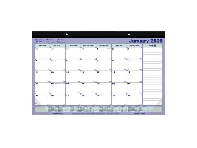 2026 Brownline® Monthly Desk Pad Calendar, 17-3/4' x 10-7/8', Blue/White, January To December, C181700