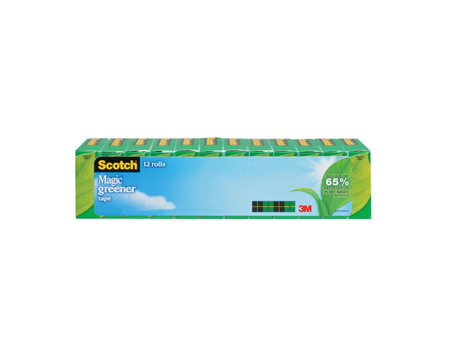 Scotch Greener Magic Tape, Invisible, 3/4 in. x 900 in., 12 Tape Rolls, School Supplies and College Essentials for Students and Teachers