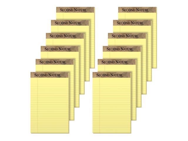 TOPS Second Nature® 30% Recycled Writing Pads, 5' x 8', Legal Ruled, 50 Sheets, Canary, Pack Of 12 Pads