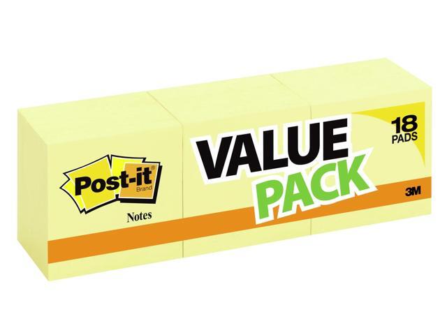 Post-itÂ® Notes, 3 in x 3 in, 18 Pads, 100 Sheets/Pad, School Supplies and Office Products, Sticky Notes for Vertical Surfaces, Monitors and Walls