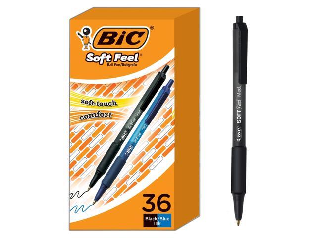 BIC® SoftFeel Retractable Ballpoint Pens, Medium Point, 1.0 mm, Assorted Barrels, Assorted Ink Colors, Box Of 36