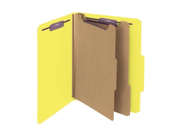 Smead Pressboard Classification Folders, 2 Dividers, Letter Size, Yellow, Box Of 10