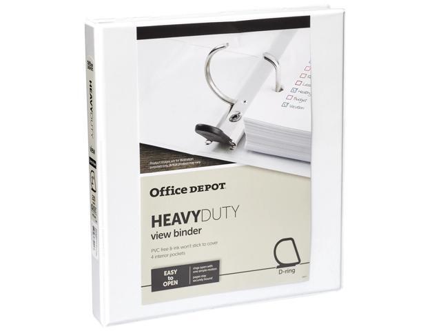 Office Depot® Brand Heavy-Duty View 3-Ring Binder, 1' D-Rings, 49% Recycled, White