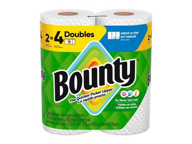 Bounty 2-Ply Paper Towels Select-A-Size Double Rolls, 12 Rolls Total/82 Sheets Per Roll, White, 2 Rolls Per Pack, Case Of 6 Packs
