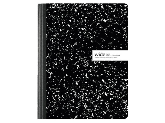 Office Depot Composition Book, 7 1/2in x 9 3/4in, Wide Ruled, 100 Sheets, Assorted Black/White Designs (No Design Choice), 09910