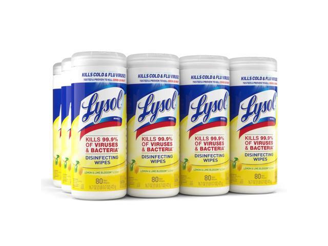 Lysol® Disinfecting Wipes, Lemon & Lime Blossom® Scent, 7' x 7.25', 35 Wipes Per Canister, Case Of 12