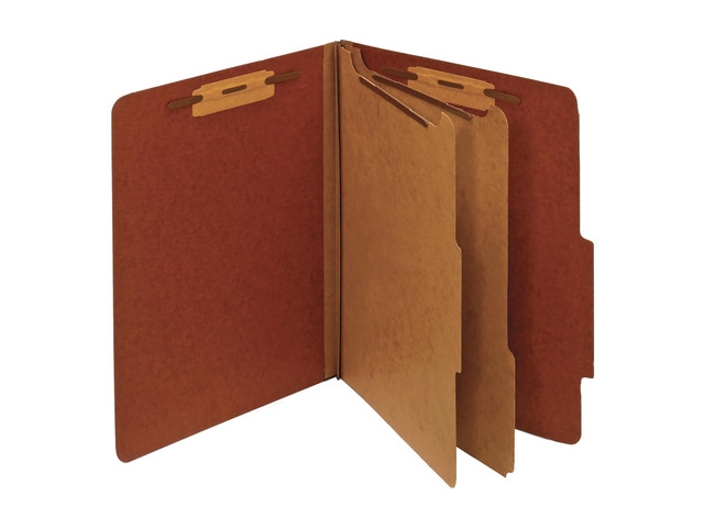 Office Depot Classification Folders, 2 1/2in. Expansion, Letter Size, 2 Dividers, Red, Pack Of 5, OM01730