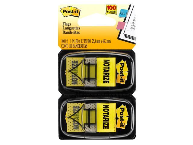 Post-it Printed Flags, 'Notarize', 1' x 1 -11/16', Yellow, 50 Flags Per Pad, Pack Of 2 Pads