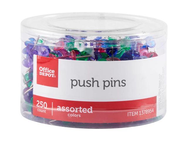 Office Depot® Brand Push Pins, 9/10', Assorted Colors, Pack Of 250