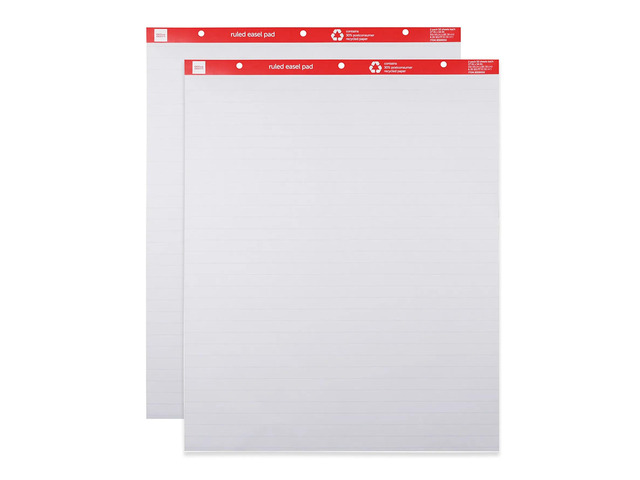 Office Depot Brand Easel Pads, 27' x 34', Ruled, 50 Sheets, 30% Recycled, White, Pack Of 2