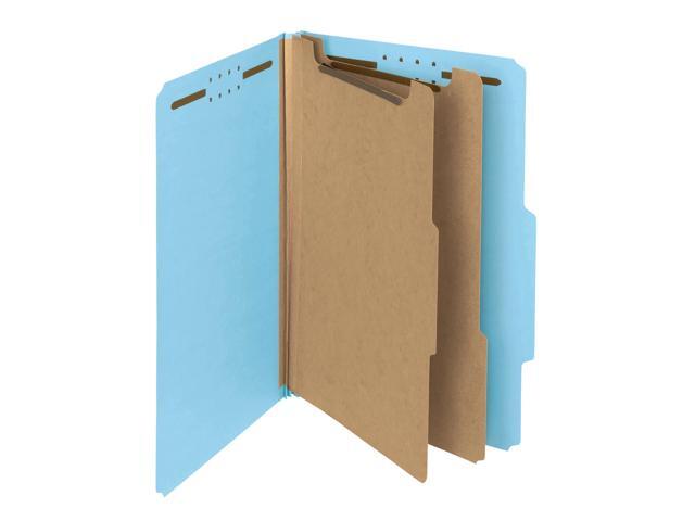 Smead Pressboard Classification Folders, 2 Dividers, Legal Size, 100% Recycled, Blue, Box Of 10